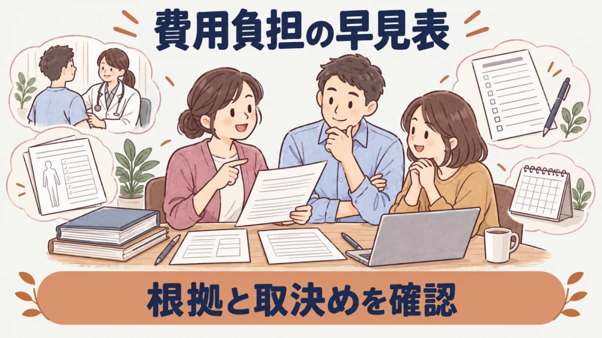 健康診断の費用負担をまとめた早見表