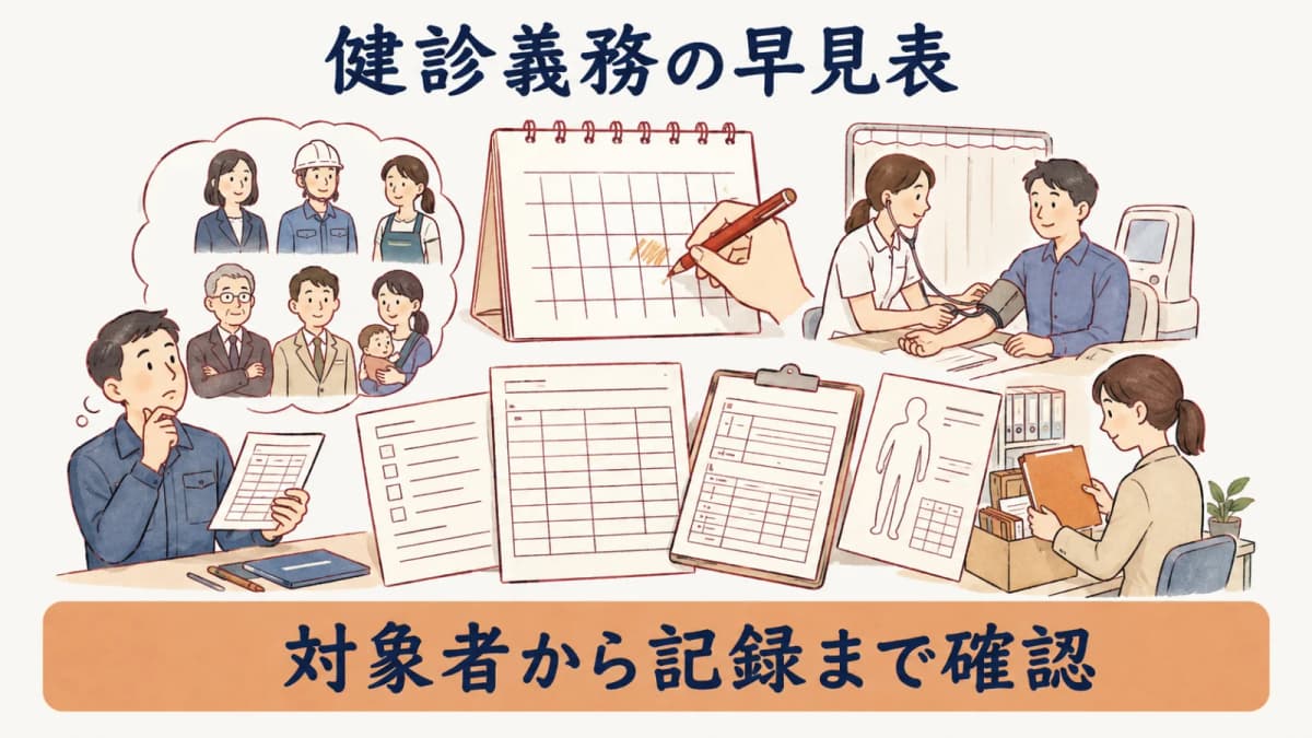 会社の健診義務と手配順をまとめた早見表