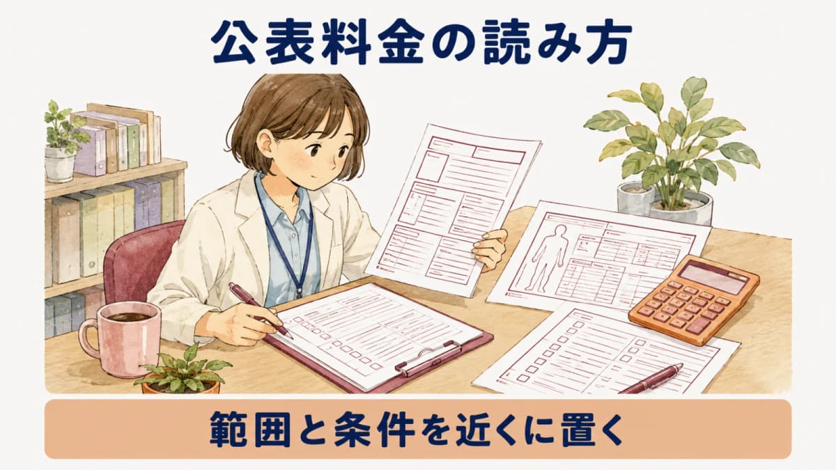 公表料金の調査範囲と条件を確認する図解