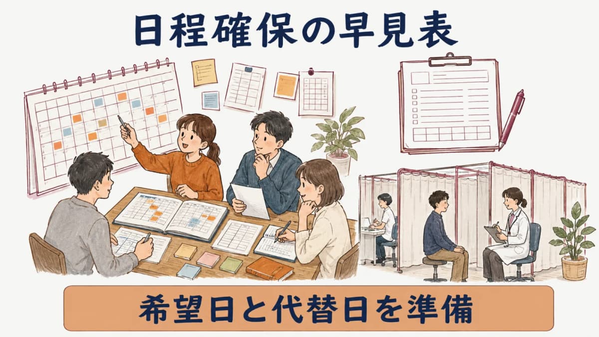 健康診断の日程確保をまとめた年間管理早見表