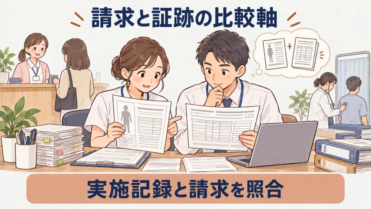 請求先と実施記録を照合する確認図