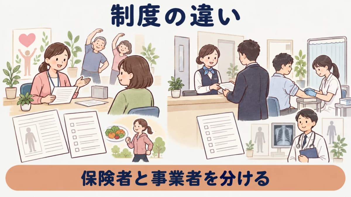 保険者の保健事業と事業者健診を分ける早見表