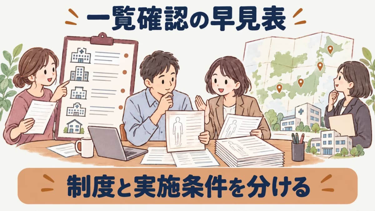協会けんぽ健診の一覧確認と法人手配をまとめた早見表