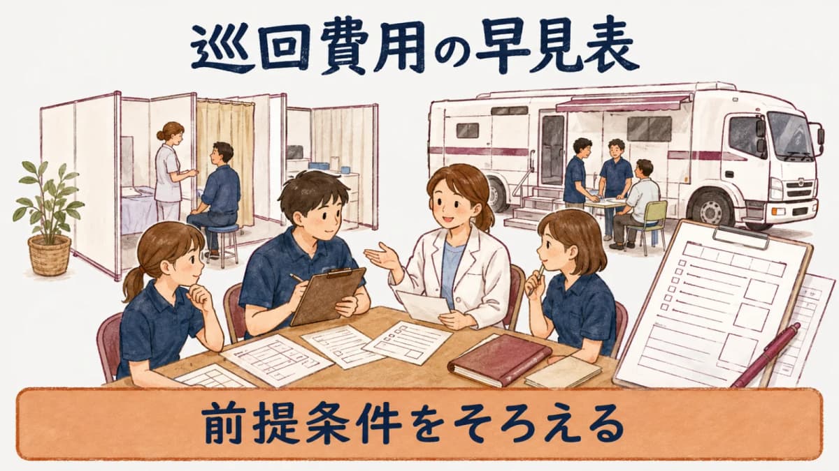 巡回健診の費用確認をまとめた早見表