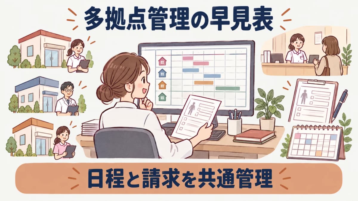 複数事業所の健診手配をまとめた管理早見表