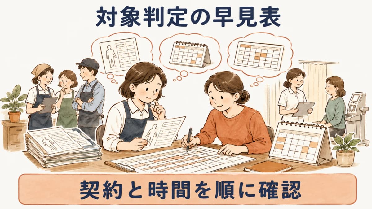 パート・アルバイトの健診対象を確認する総括早見表