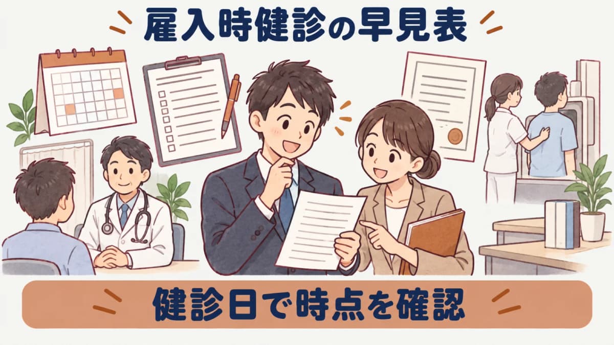 雇入時健康診断の確認順をまとめた早見表