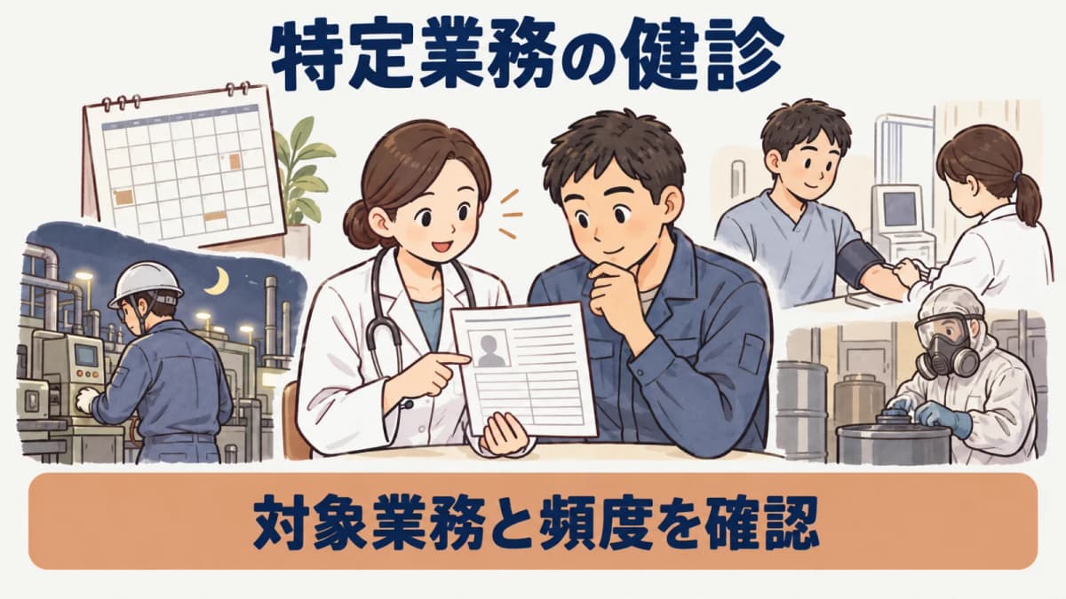 夜勤帯の職場と健診頻度を対応させる図解